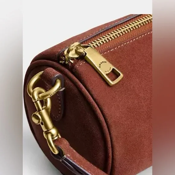 Coach Tan Suede Leather Barrel Bag - Picture 4 of 9